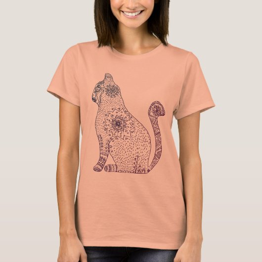 Mandala Kat 3/4 Mouwen Raglan T-Shirt (Voorkant)
