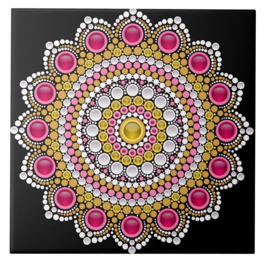 Mandala keramische tegel tegeltje (Voorkant)