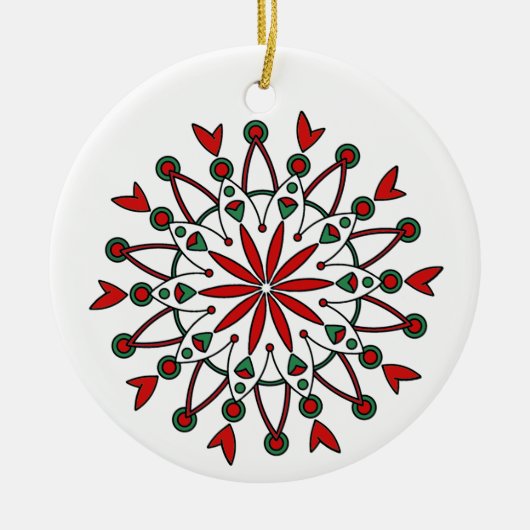 Mandala kerstversiering keramisch ornament (Voorkant)