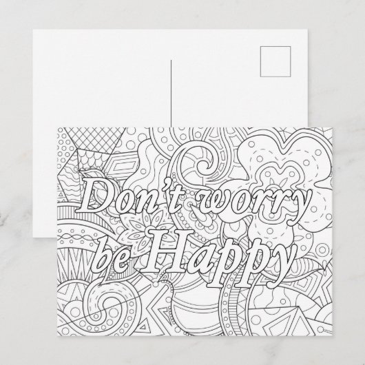 Mandala-kleurkaart don't worry be happy briefkaart (Voorkant / Achterkant)