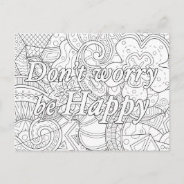 Mandala-kleurkaart don't worry be happy briefkaart