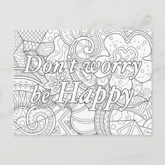 Mandala-kleurkaart don't worry be happy briefkaart