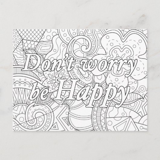 Mandala-kleurkaart don't worry be happy briefkaart (Voorkant)