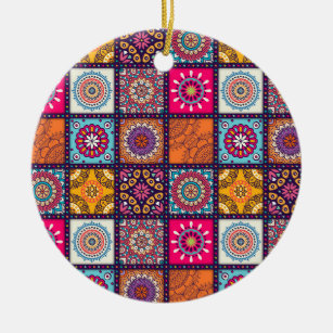Mandala kleurrijk Marokkaans etnisch patroon Keramisch Ornament