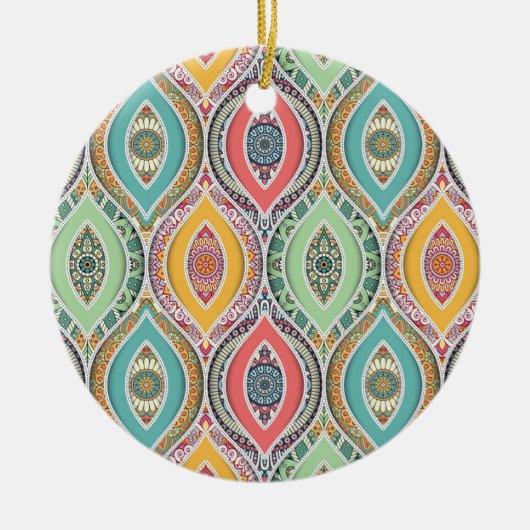 Mandala kleurrijk Marokkaans etnisch patroon Keramisch Ornament (Voorkant)