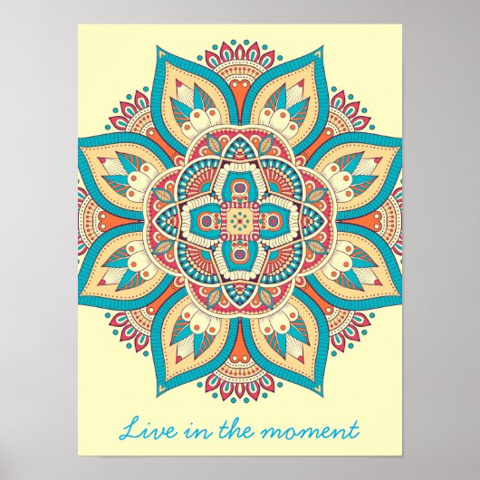 Mandala kleurrijk Marokkaans etnisch patroon Poster (Voorkant)