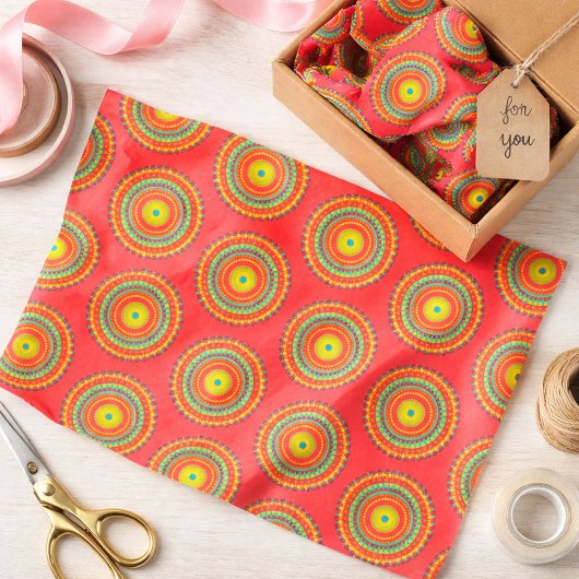 Mandala Kleurrijk Patroon Rood Tissuepapier