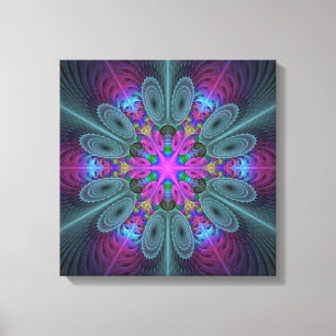 Mandala Kleurrijk Slaande Fractale Kunst Kaleidosc Canvas Afdruk