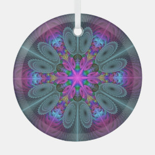 Mandala Kleurrijk Slaande Fractale Kunst Kaleidosc Glas Ornament