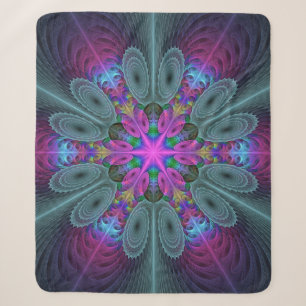 Mandala Kleurrijk Slaande Fractale Kunst Kaleidosc Sherpa Deken