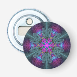 Mandala Kleurrijk Slagkrachtig Fractale Kunst Kale Button Flesopener