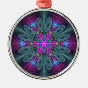 Mandala Kleurrijk Slagkrachtig Fractale Kunst Kale Metalen Ornament