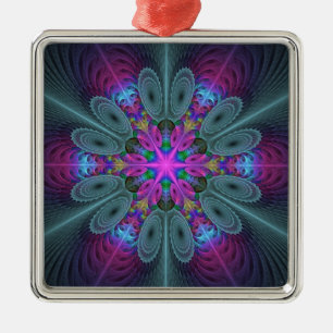 Mandala Kleurrijk Slagkrachtig Fractale Kunst Kale Metalen Ornament