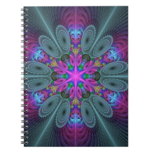Mandala Kleurrijk Slagkrachtig Fractale Kunst Kale Notitieboek