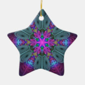Mandala kleurrijke fractale kunst met roze ster keramisch ornament (Voorkant)