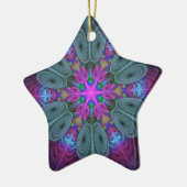 Mandala kleurrijke fractale kunst met roze ster keramisch ornament (Links)