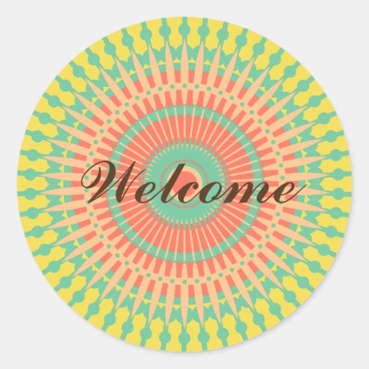 Mandala kleurrijke Indiaanse Morroccan Welkom Ronde Sticker (Voorkant)