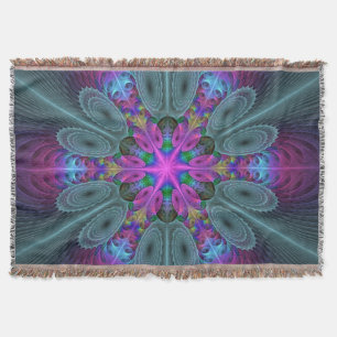Mandala Kleurrijke Spirituele Fractale Kunst Met R Deken