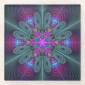 Mandala kleurrijke Spirituele fractale kunst met r Glazen Onderzetter (Voorkant)