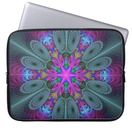 Mandala kleurrijke Spirituele fractale kunst met r Laptop Sleeve