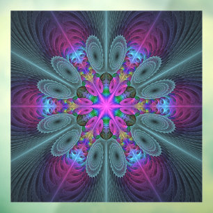 Mandala kleurrijke Spirituele fractale kunst met r Raamsticker