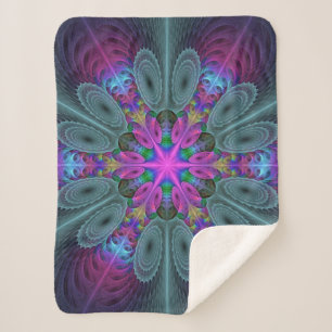 Mandala kleurrijke Spirituele fractale kunst met r Sherpa Deken