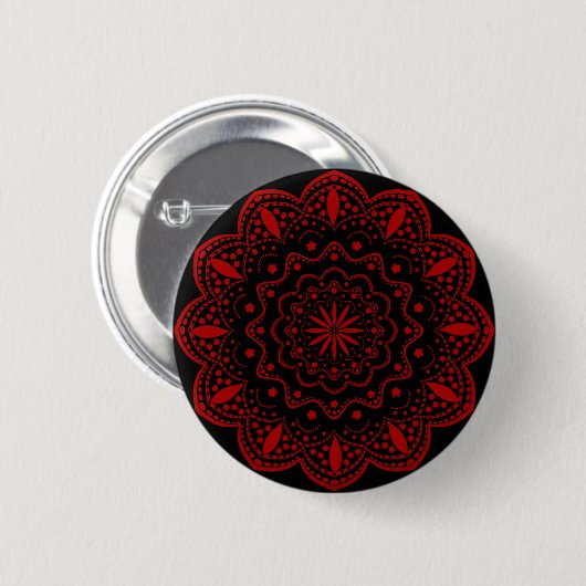 Mandala knoop | Zwart en Rood Ronde Button 5,7 Cm (Voorkant /achterkant)
