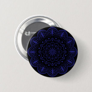 Mandala Knop   Zwart en Paars Ronde Button 5,7 Cm