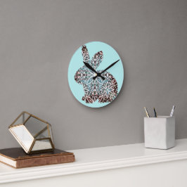 Mandala Konijn Chocolade en Blues Wandklok