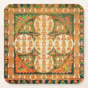Mandala Kosmisch Diagram voor Meditatie Kartonnen Onderzetters