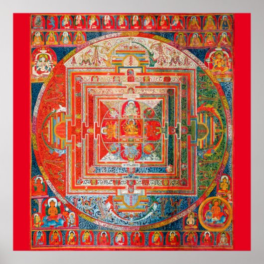 Mandala Kosmisch Diagram voor Meditatie Poster (Voorkant)