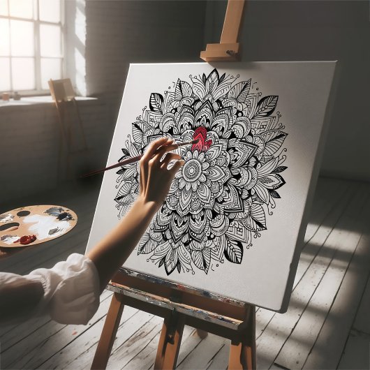 Mandala Kronieken ser.1 #01C Kleurrijk/Verf over Canvas Afdruk