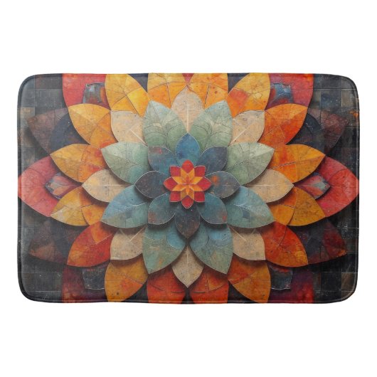 Mandala Kunst Getextuurde Bloem Badmat (Voorkant)