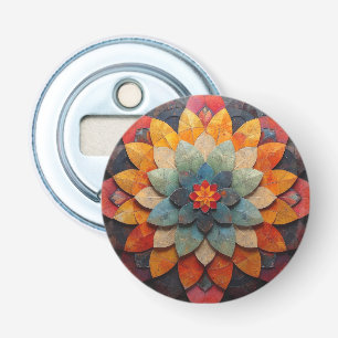 Mandala Kunst Getextuurde Bloem Button Flesopener