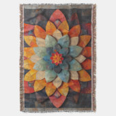 Mandala Kunst Getextuurde Bloem Deken (Voorkant Verticaal)