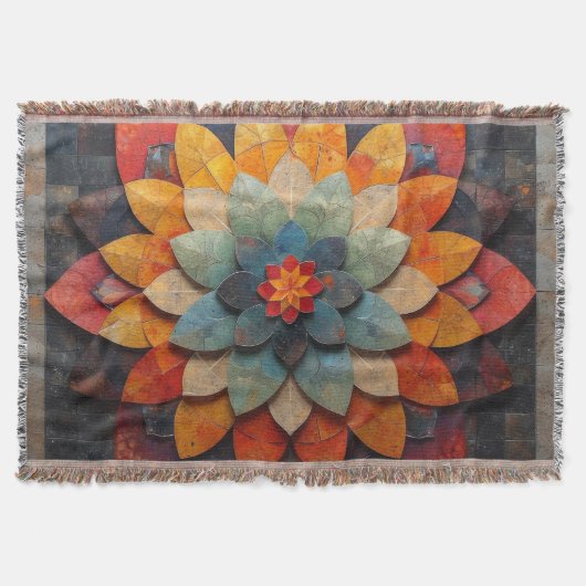 Mandala Kunst Getextuurde Bloem Deken (Voorkant)