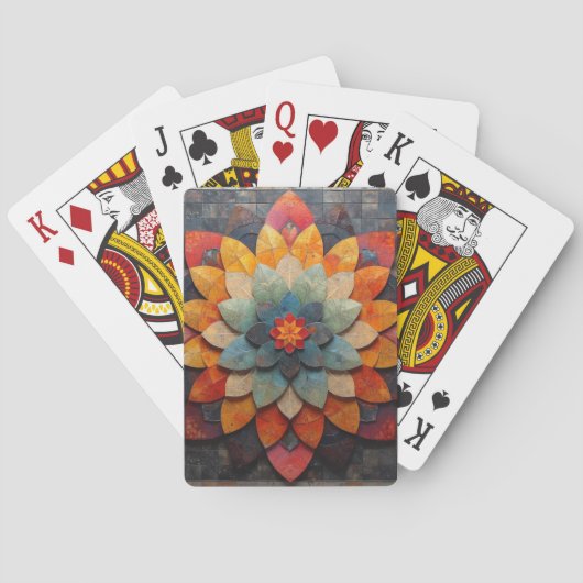 Mandala Kunst Getextuurde Bloem Pokerkaarten (Achterkant)