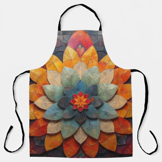 Mandala Kunst Getextuurde Bloem Schort (Voorkant)