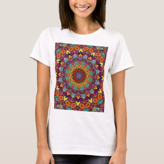 Mandala Kunst Kleurrijk Ontwerp T-shirt (Voorkant)