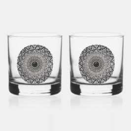 mandala-kunst op stenen glasset whisky glas