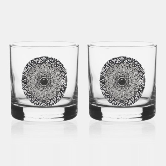 mandala-kunst op stenen glasset whisky glas (Voorkant)