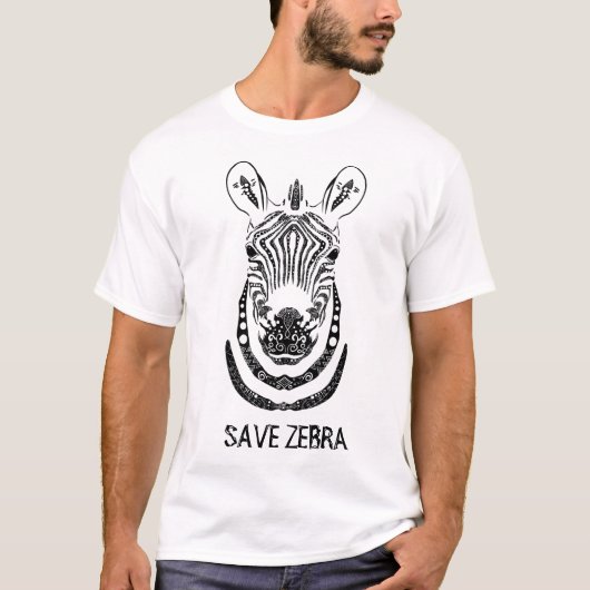Mandala Kunst Zebra T-shirt (Voorkant)