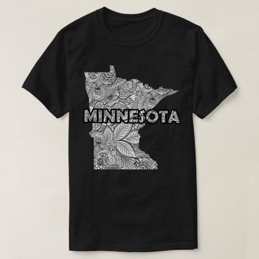 Mandala kunstkaart van Minnesota met tekst in het  T-shirt (Design voorkant)