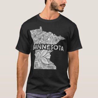 Mandala kunstkaart van Minnesota met tekst in het  T-shirt