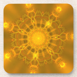 Mandala Lace Lines Warm Glow Yellow Background Bier Onderzetter