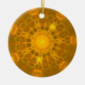 Mandala Lace Lines Warm Glow Yellow Background Keramisch Ornament (Voorkant)