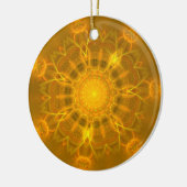 Mandala Lace Lines Warm Glow Yellow Background Keramisch Ornament (Links)
