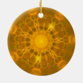 Mandala Lace Lines Warm Glow Yellow Background Keramisch Ornament (Achterkant)