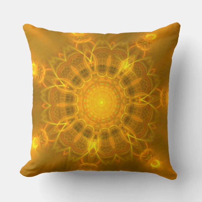 Mandala Lace Lines Warm Glow Yellow Background Kussen (Voorkant)