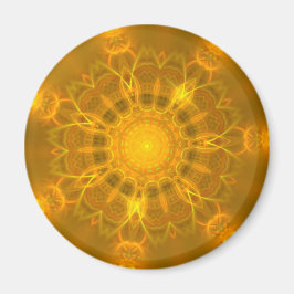 Mandala Lace Lines Warm Glow Yellow Background Magneet